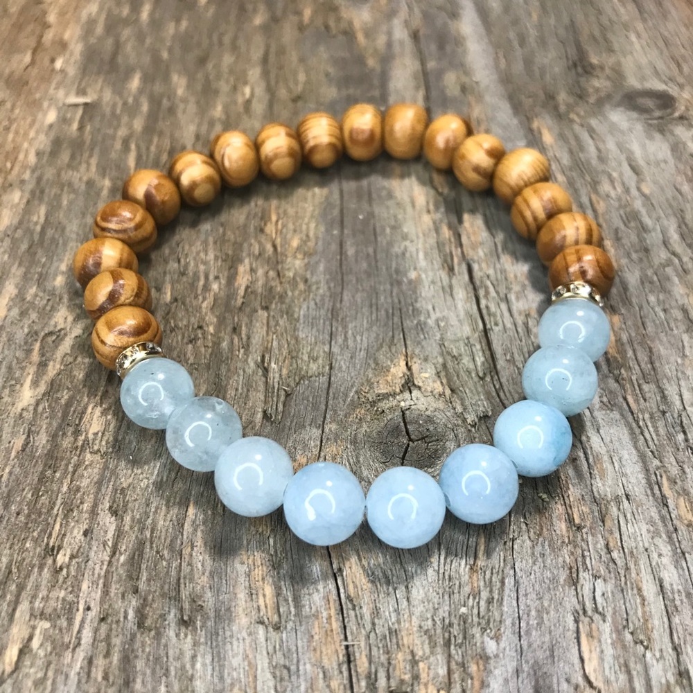 Natural Stone + Wood Bead Bracelet